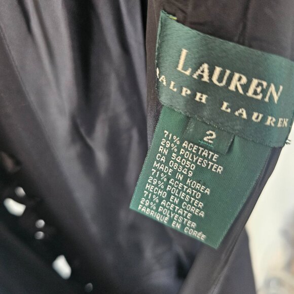 Lauren Ralph Lauren Fluted Black Evening Gown w/Sweep Train + Lace-Up Bustier - Picture 7 of 9